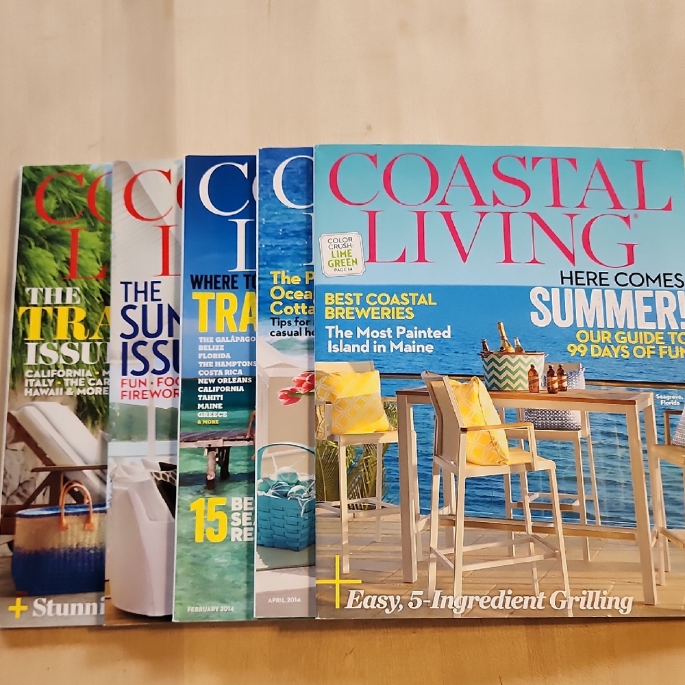 Coastal Living Magazine Lot Of 5